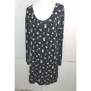 Victoria's Secret  Black‎ & Pink Jersey Lace Trimmed Nightie Lounge Sz Small
